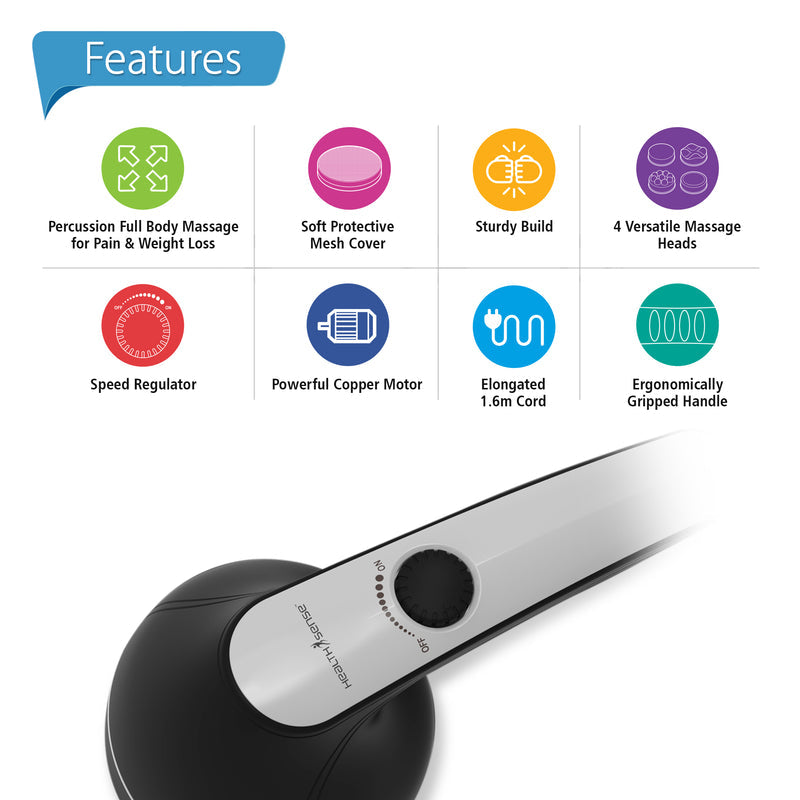 Electric Handheld Body Massager with 5 Attachments