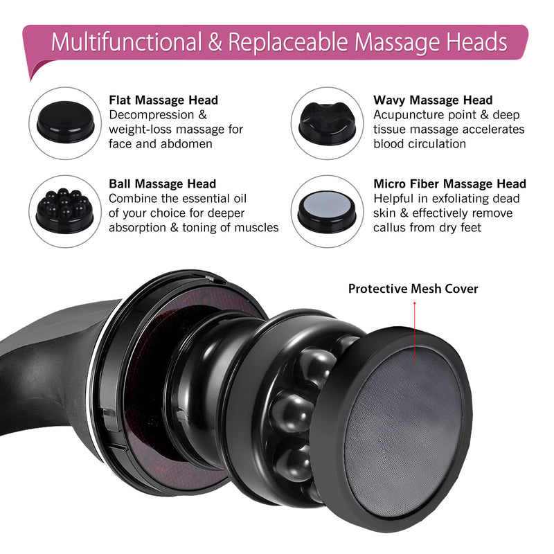 Electric Handheld Body Massager with 5 Attachments