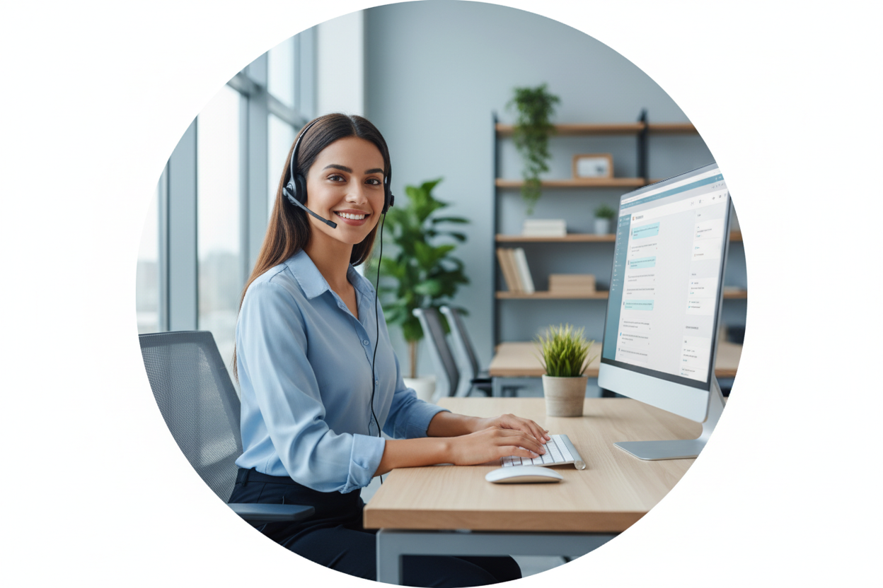 a real huban being sitting in office